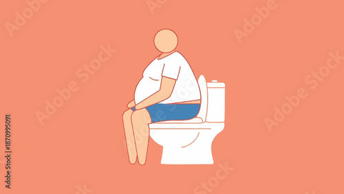 Man sitting on toilet with discomfort or constipation