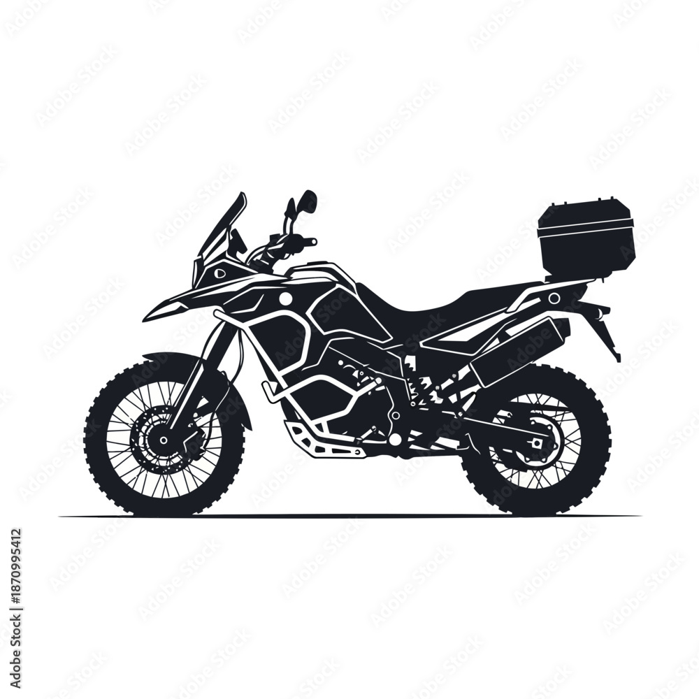 Obraz premium Motorcycle with storage box on white background