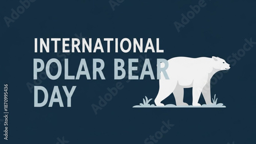White Polar Bear Silhouette on Blue Background for International Polar Bear Day
