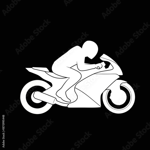 Racing motorbike rider silhouette