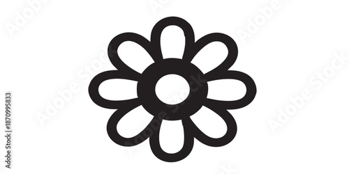 Flower vector icon, garden and gardening concept symbol, black outline and filled style, isolated on transparent background, minimalist vector design for UI, web, and print.Flower vector icon, garden 