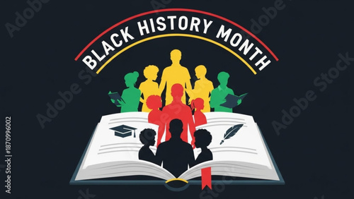 Black History Month Celebration with Diverse People Reading Book