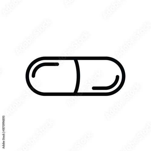 Simple black and white illustration of a capsule