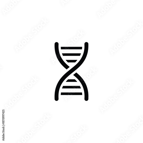 Simple black DNA double helix illustration on white background