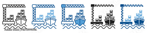 Cargo icon set in multiple styles