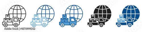 Logistics icon set in multiple styles