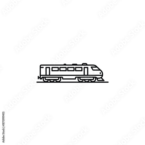 Simple black train illustration on white background viewed from the side
