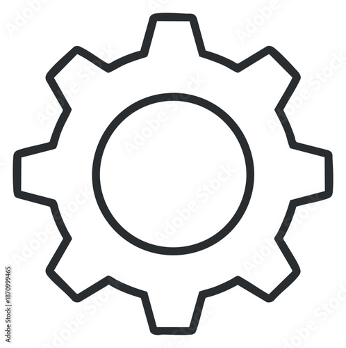 A gear icon in bold outline vector style, suitable for technology and engineering design projects