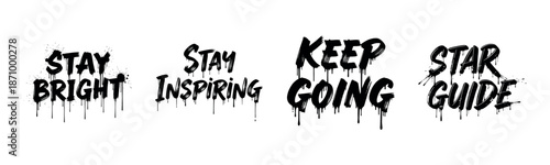 Inspiring graffiti art with motivational quotes in black dripping style