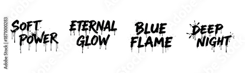 Graffiti-style words with dripping black ink