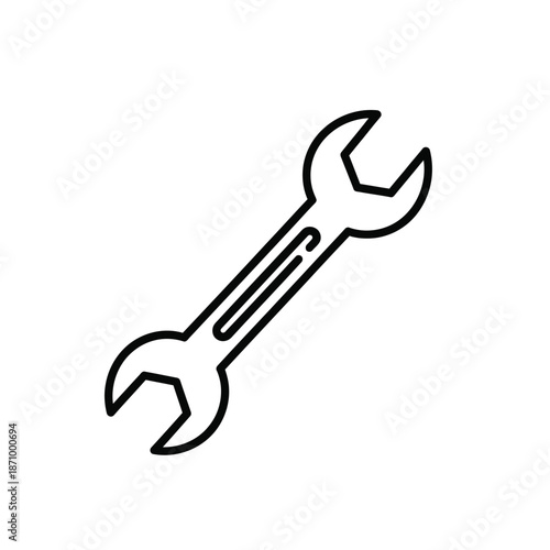 Simple black line illustration of a double-ended wrench on a white background