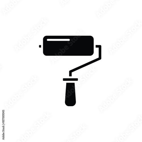 Simple black paint roller icon on a white background
