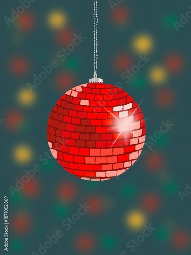 Red shiny disco ball illustration