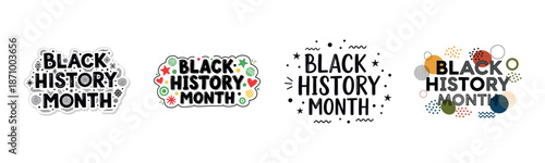 Black history month celebration poster designs with colorful art and patterns