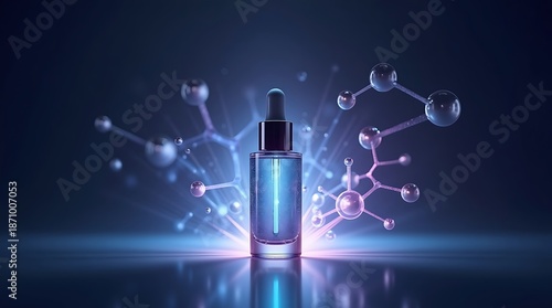 Retinol Ingredient Concept with Molecular Glow and Futuristic Skincare Aesthetic