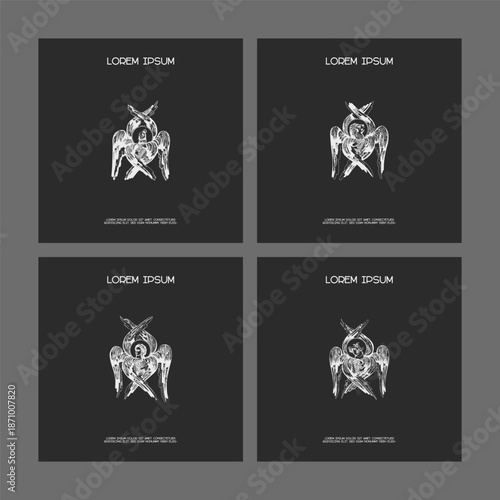 Classic religious template poster, flyer, invitation card set with apostle's symbols