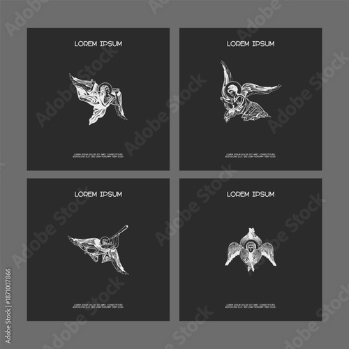 Classic religious template poster, flyer, invitation card set with angels