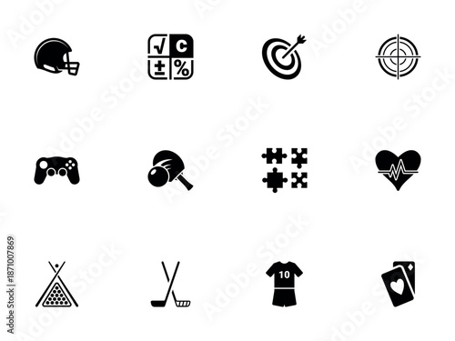 Collection of Sports Gaming and Leisure Activity Icons