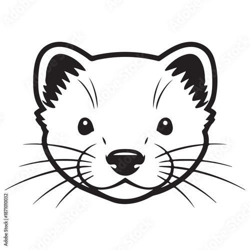 Cute Cartoon Weasel Ferret Head Illustration