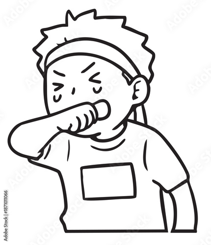 運動会の勝負で負けて悔し泣きする男の子