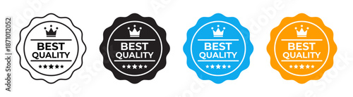 Best quality badge icon set with decorative labels representing superior product standard, trusted excellence, quality assurance and ecommerce marketing concept