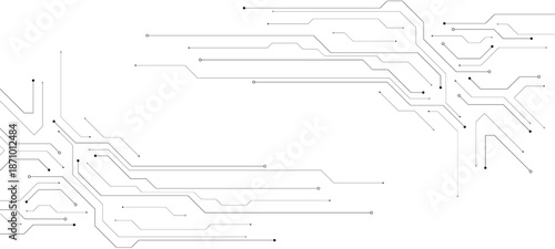 Vector Technology black circuit diagram concept. Abstract technology on white background. High-tech circuit board circuit board background