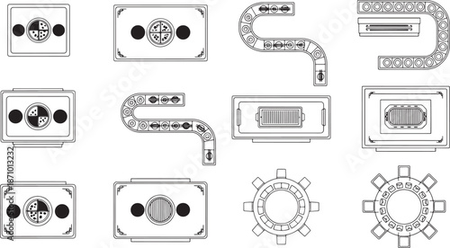 A graphic illustration showing a series of interconnected, intricate machinery components, each conveying a sense of order and functional design, hinting at the complexity and interconnectedness.