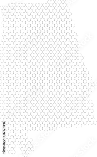 Alabama, United States – hexagonal grid vector map (Albers equal area conic projection, PPT-compatible & fully editable)