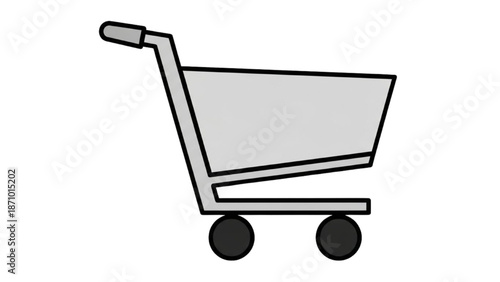 A simple illustration of a shopping cart on a white background viewed from the side