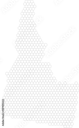 Idaho, United States – hexagonal grid vector map (Albers equal area conic projection, PPT-compatible & fully editable)