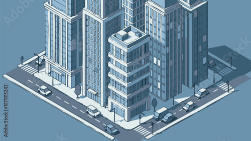 3d modern building in cityscape