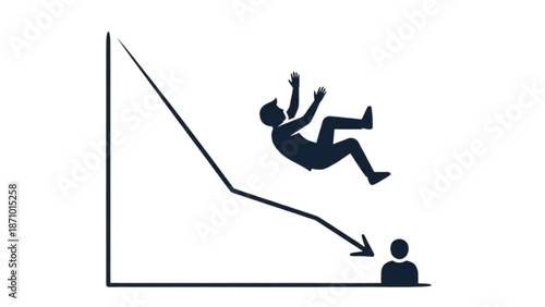 A person falling down a steep slope towards another individual
