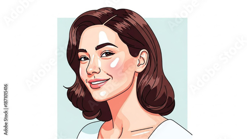Illustration of a woman with a gentle smile and creative face paint