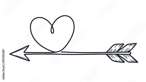 Simple line drawing of a heart pierced by an arrow on a white background