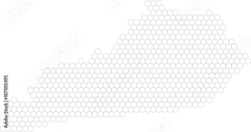 Kentucky, United States – hexagonal grid vector map (Albers equal area conic projection, PPT-compatible & fully editable)