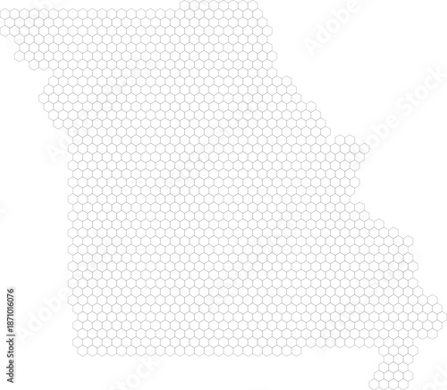 Missouri, United States – hexagonal grid vector map (Albers equal area conic projection, PPT-compatible & fully editable)