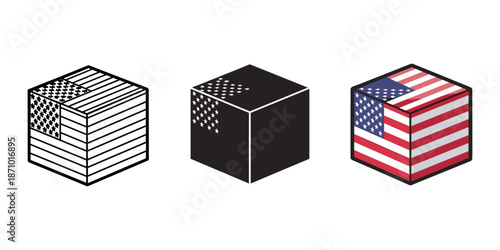 Three cubes with american flag designs Vector