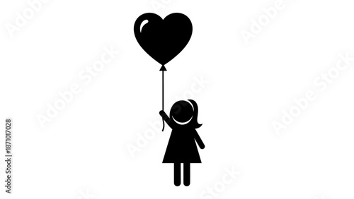Girl holds heart shaped balloon Valentine