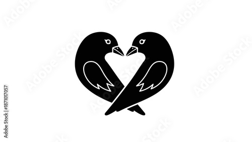 Two birds forming a heart shape together in simple illustration