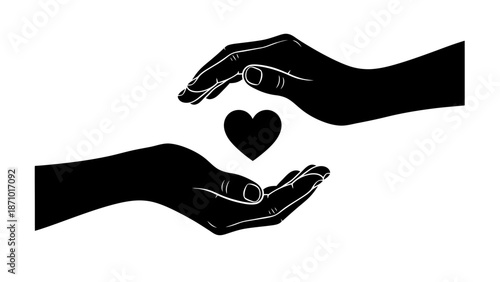 Two hands cradling heart Valentine symbol