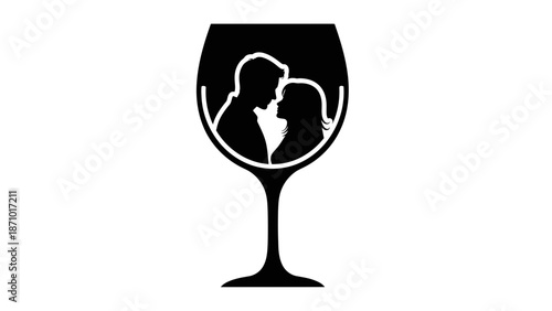 Couple shares romantic kiss in wine glass on Valentine's Day night