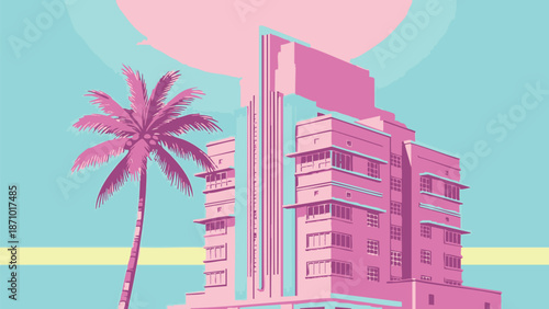 Modern city skyline with tall buildings in a clean vector illustration style