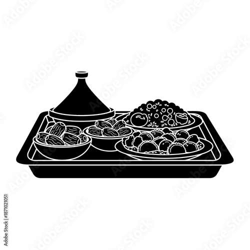 Eid celebration with traditional food on a serving dish indoors