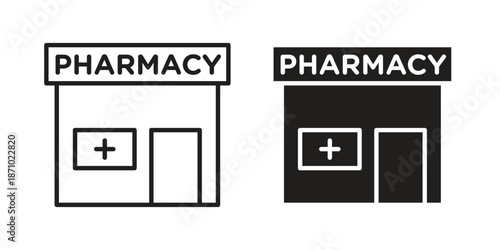 Pharmacy icons vector collection for web designs. flat icons