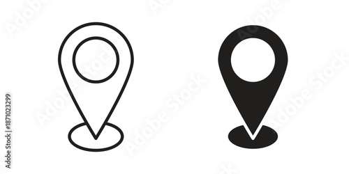 Pin icons vector collection for web designs. flat icons