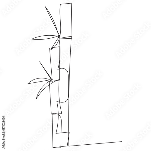 continuous line drawing Bamboo icon flat vector design