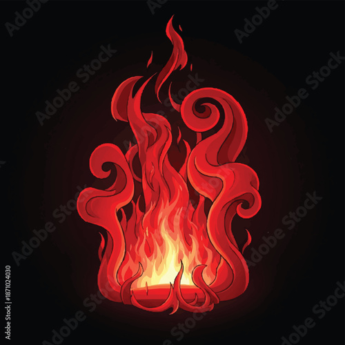 Stylized Illustration of a Vibrant Red Flame.