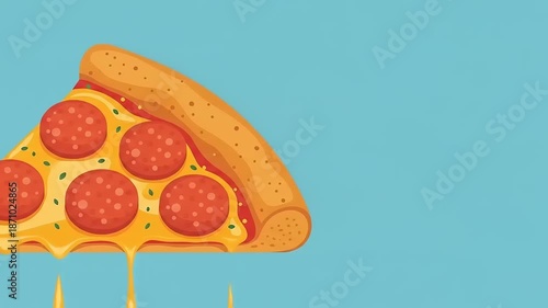 Cheesy Pepperoni Pizza Slice Animation Video.