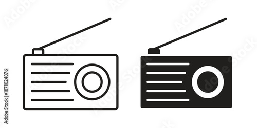 Radio icons vector collection for web designs. flat icons