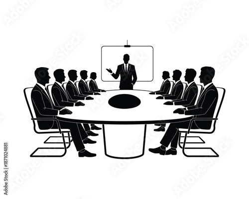 businessmen sitting around meeting table